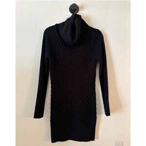Venus Black Turtleneck Cable Rib-Knit Sweater Dress, Small, Winter Party Outfit